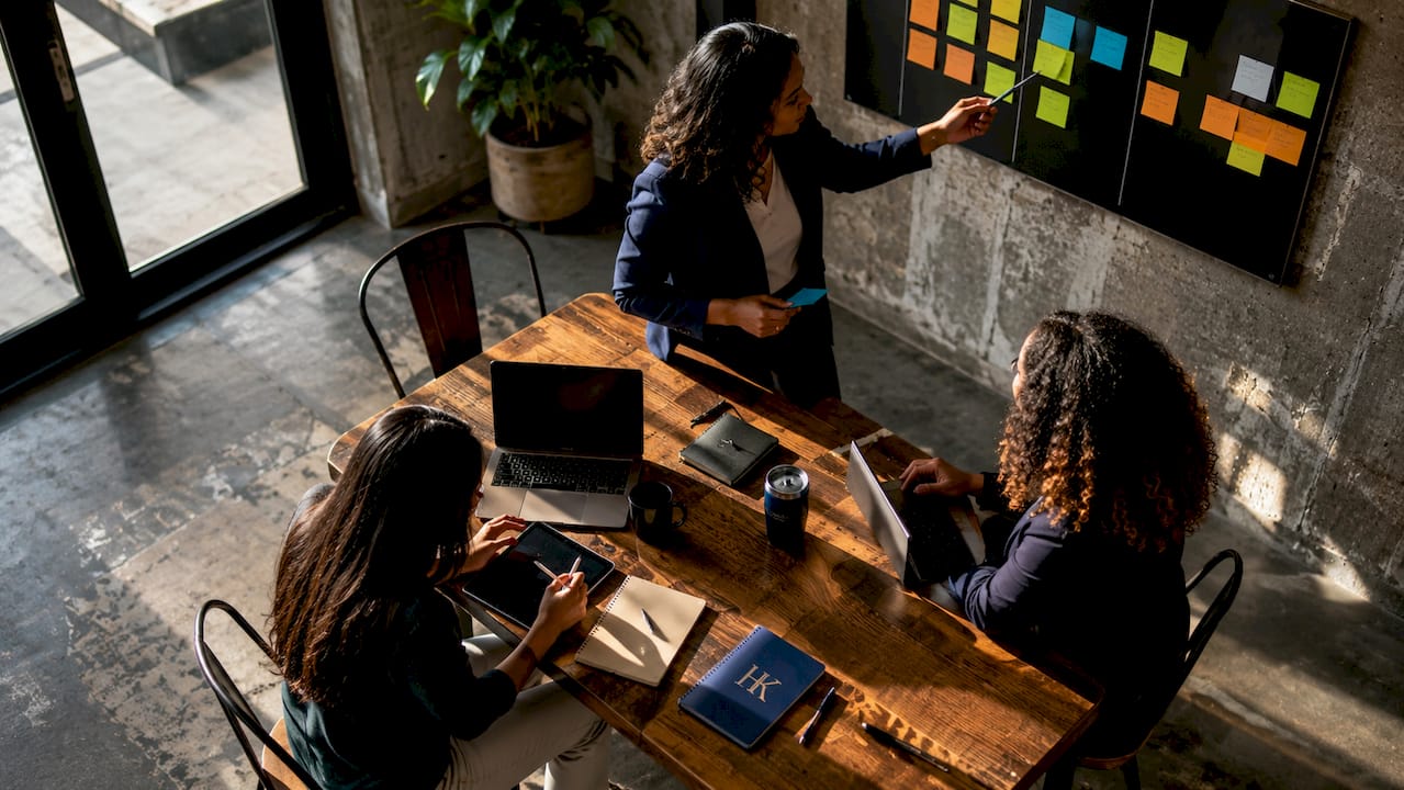 Team discussing product roadmap types