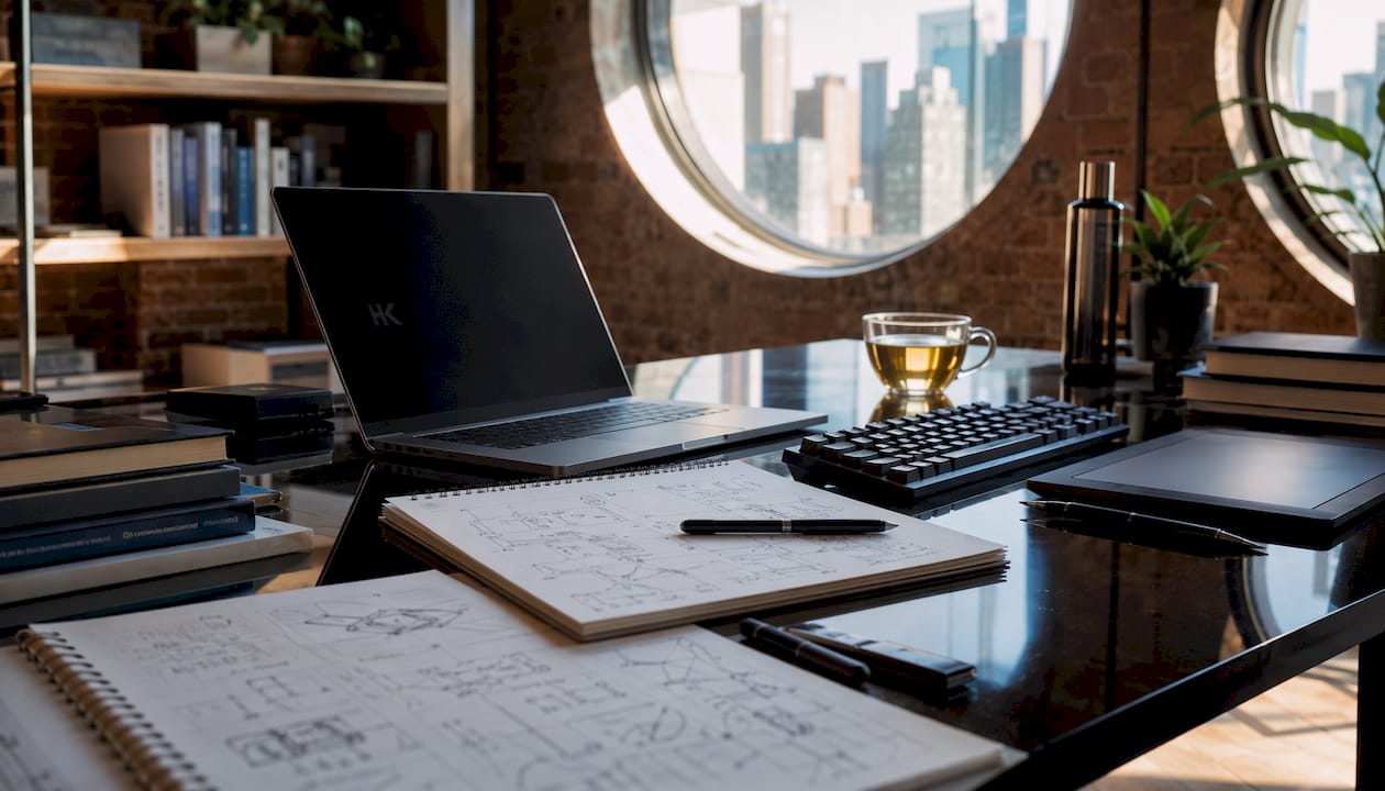 Minimalist software engineering workspace with devices