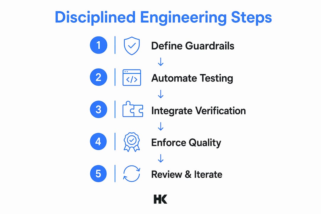 Vertical flow infographic outlining disciplined engineering steps