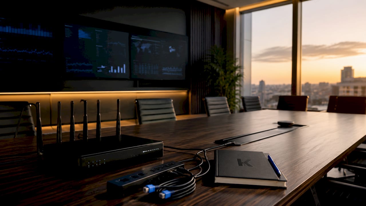 Close-up of tech dashboard and network devices