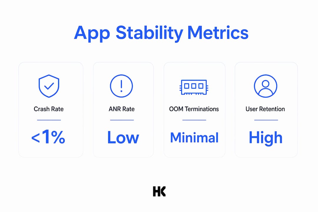 Infographic showing app stability key metrics