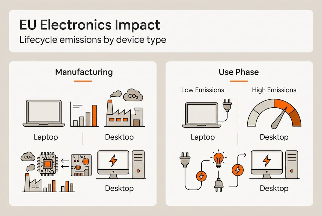 Infographic lifecycle emissions laptops desktops