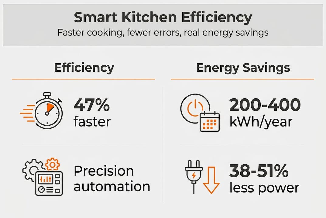 Infographic on smart kitchen efficiency and savings