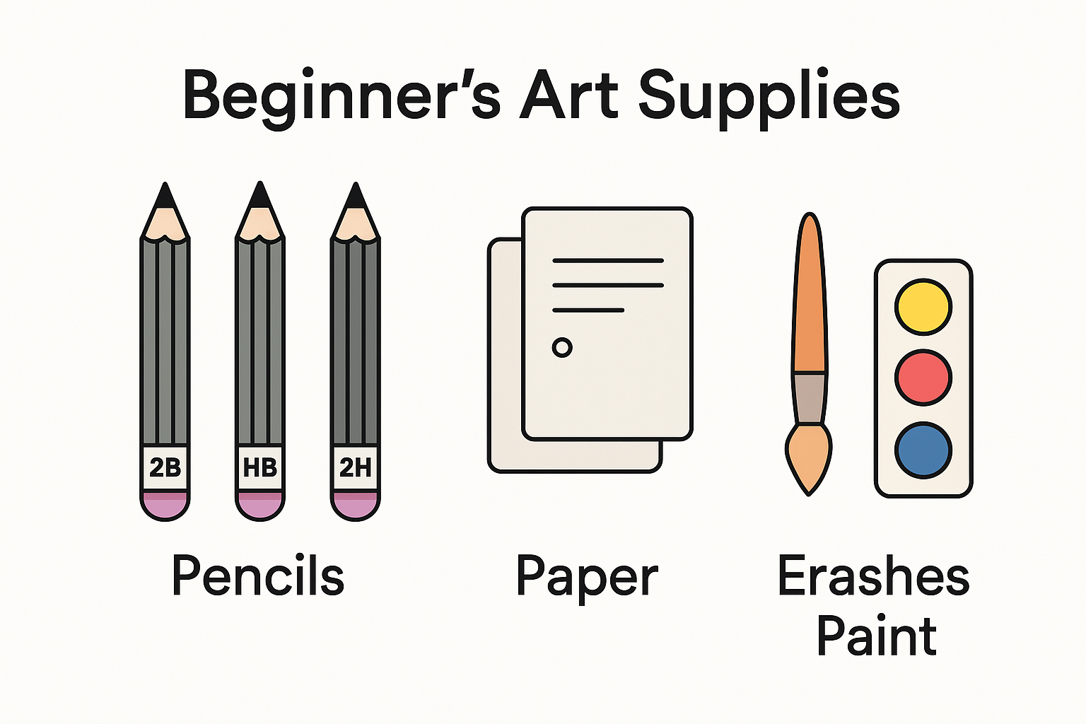 Essential beginner art supply kit infographic for South Africans