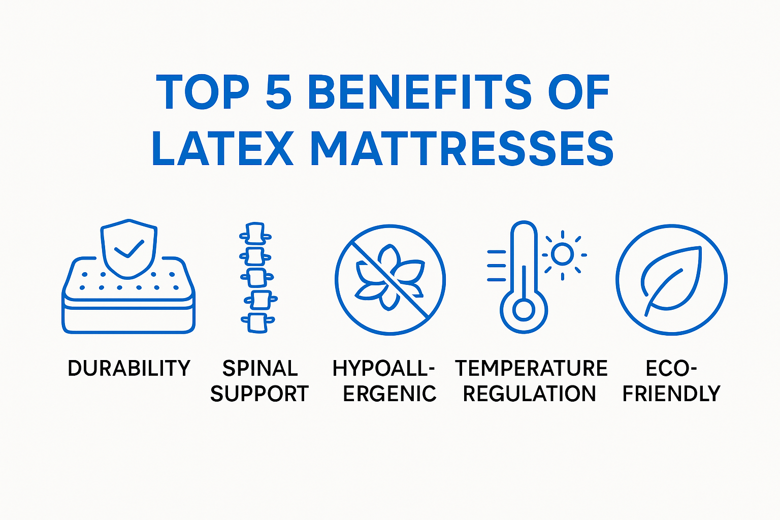Infographic of main latex mattress benefits for shoppers