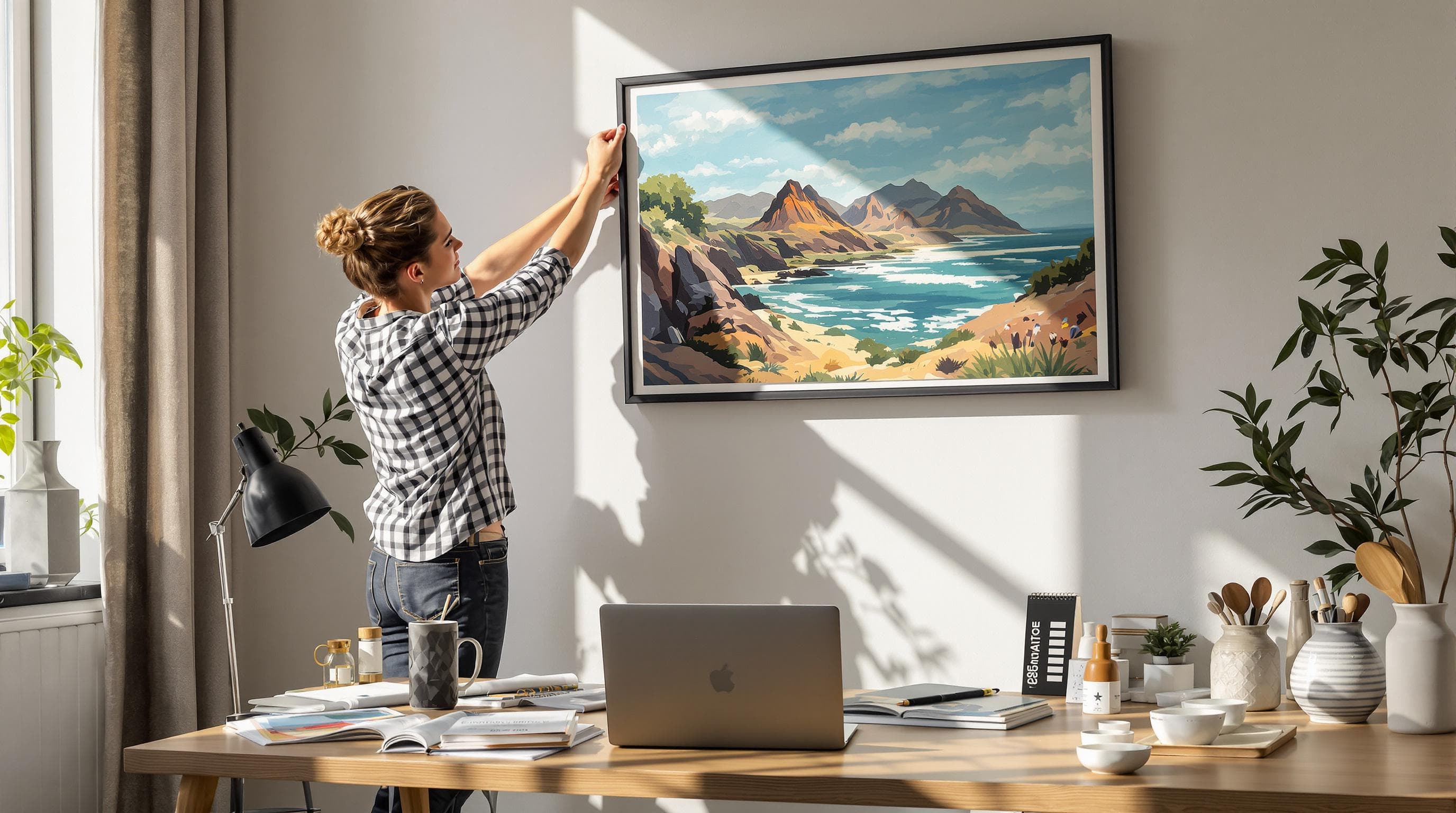 Professional hanging landscape art to enhance emotional impact in workspace