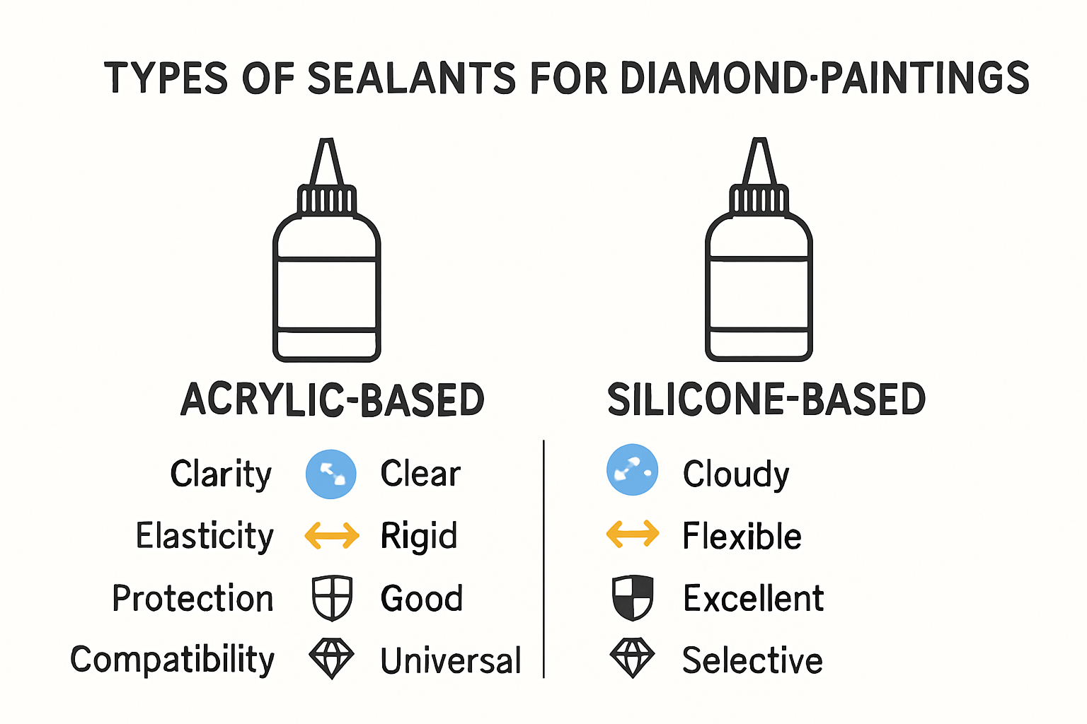 Comparison of diamond painting sealant types infographic
