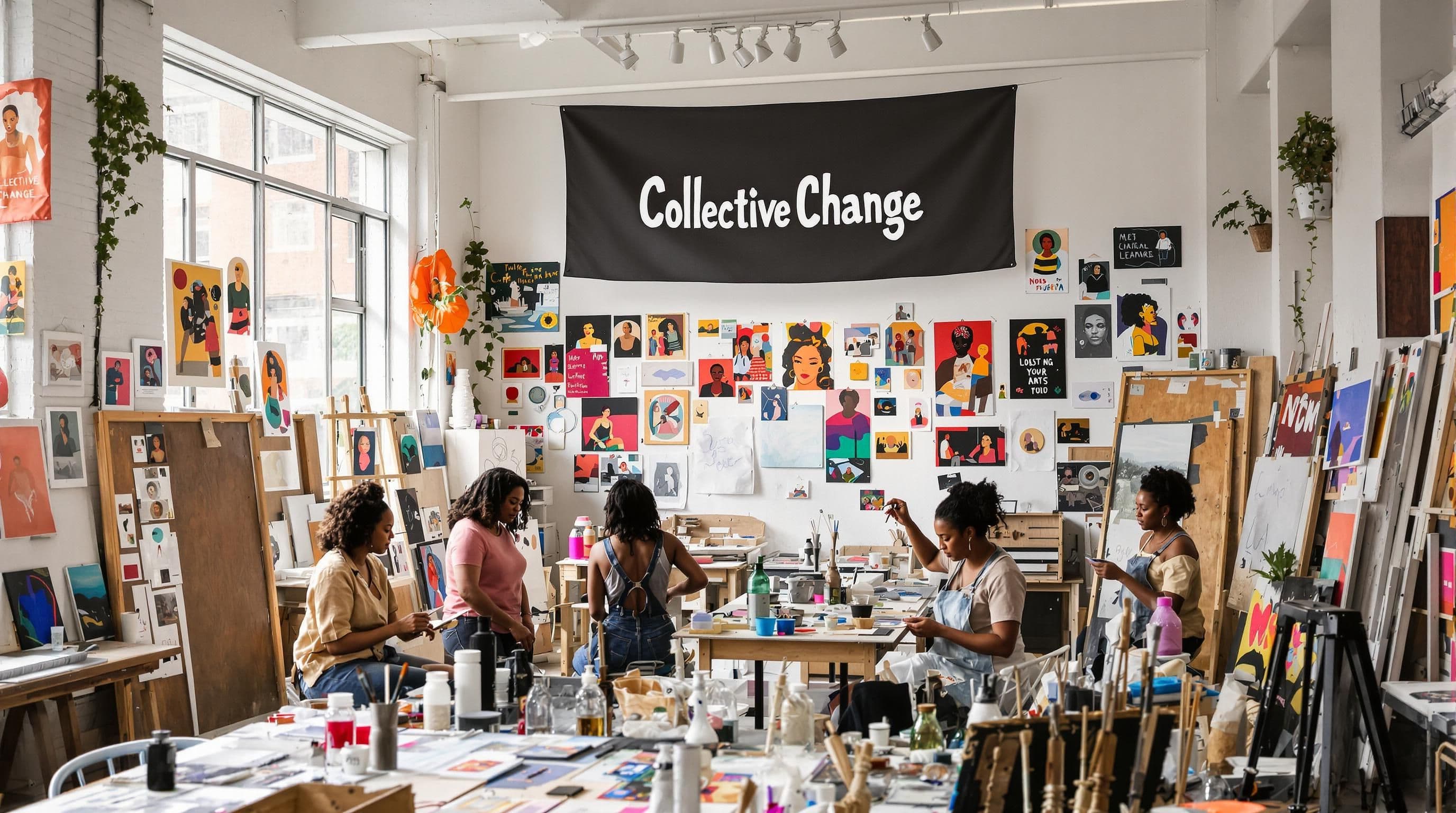 Black women artists collaborating in creative Johannesburg studio space