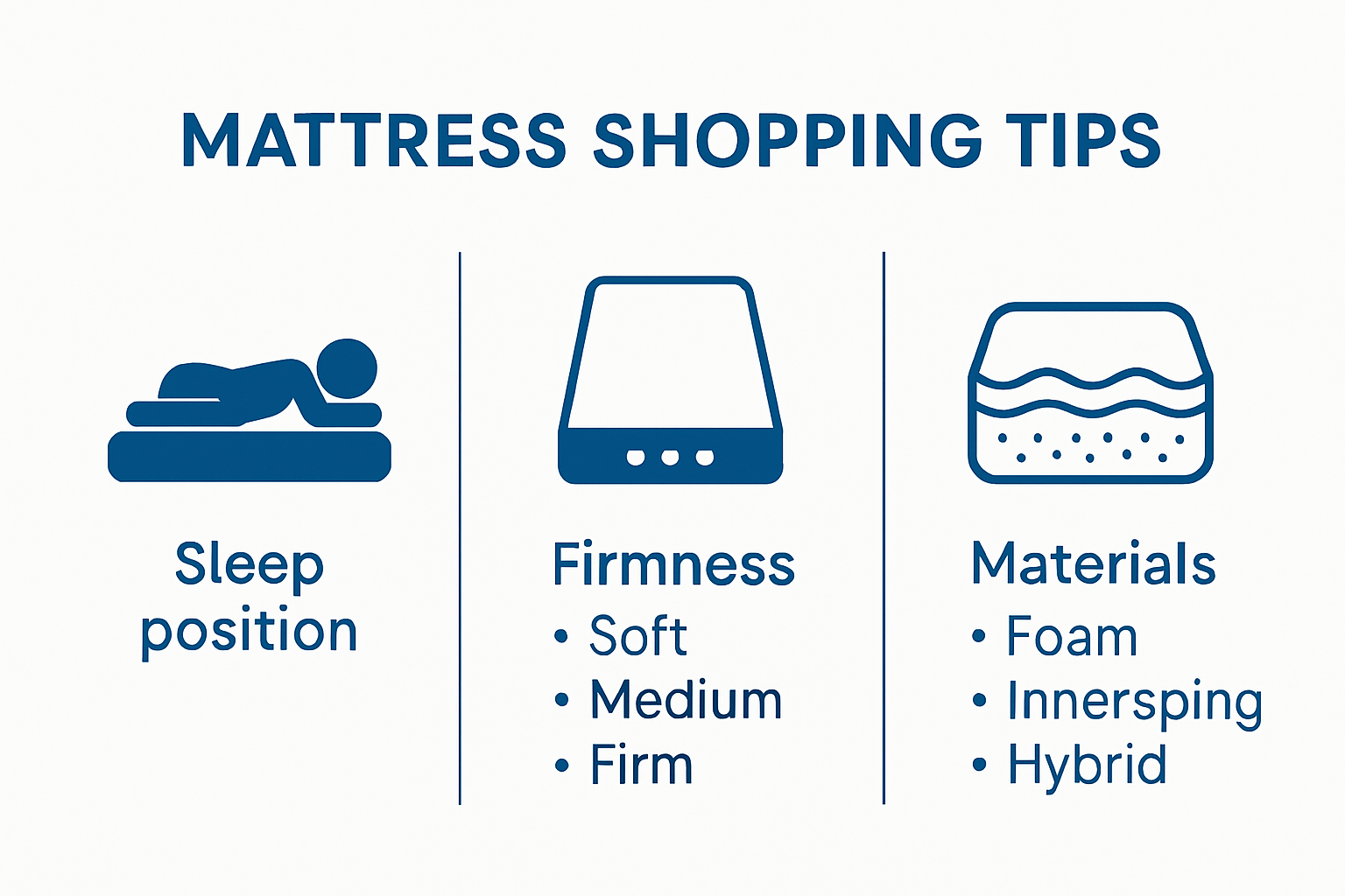 Infographic showing mattress shopping tips overview