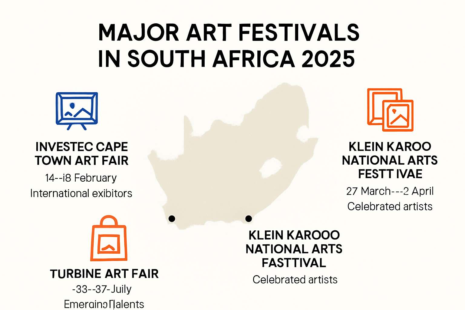 Map of top 2025 South African art festivals with details