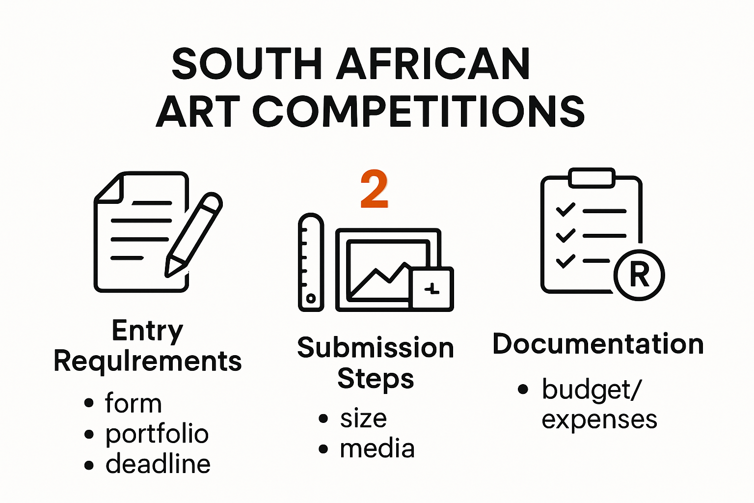 Infographic showing South African art competition entry steps and requirements