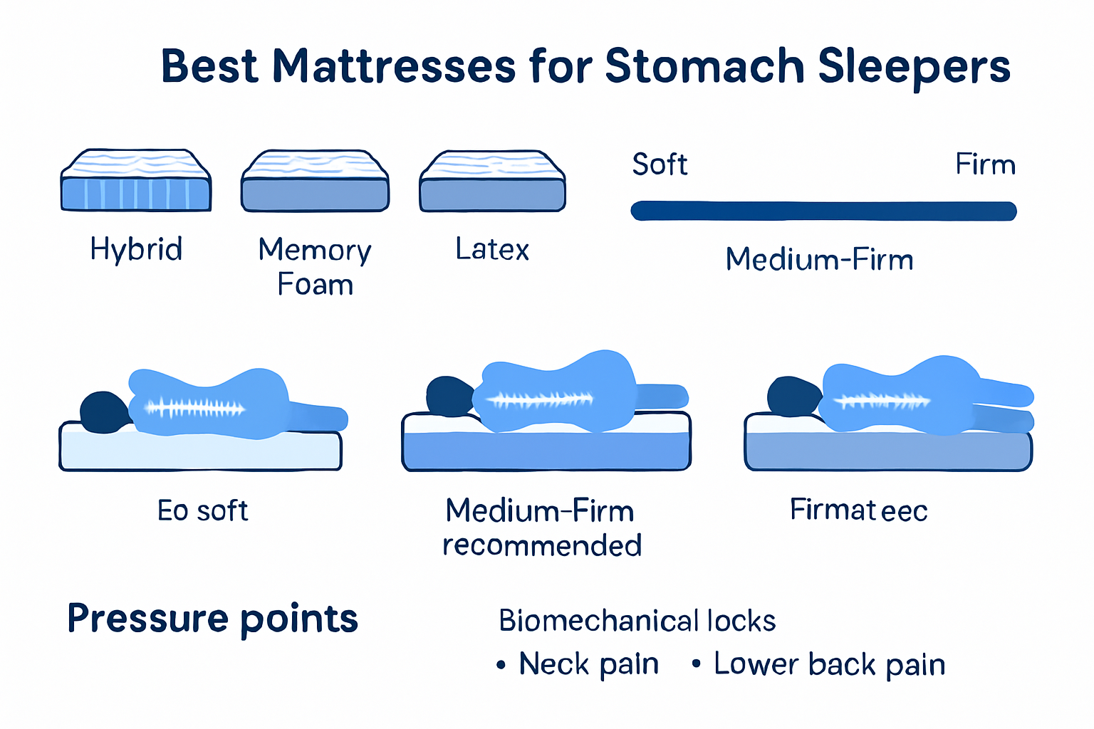 infographic comparing mattress types for stomach sleepers