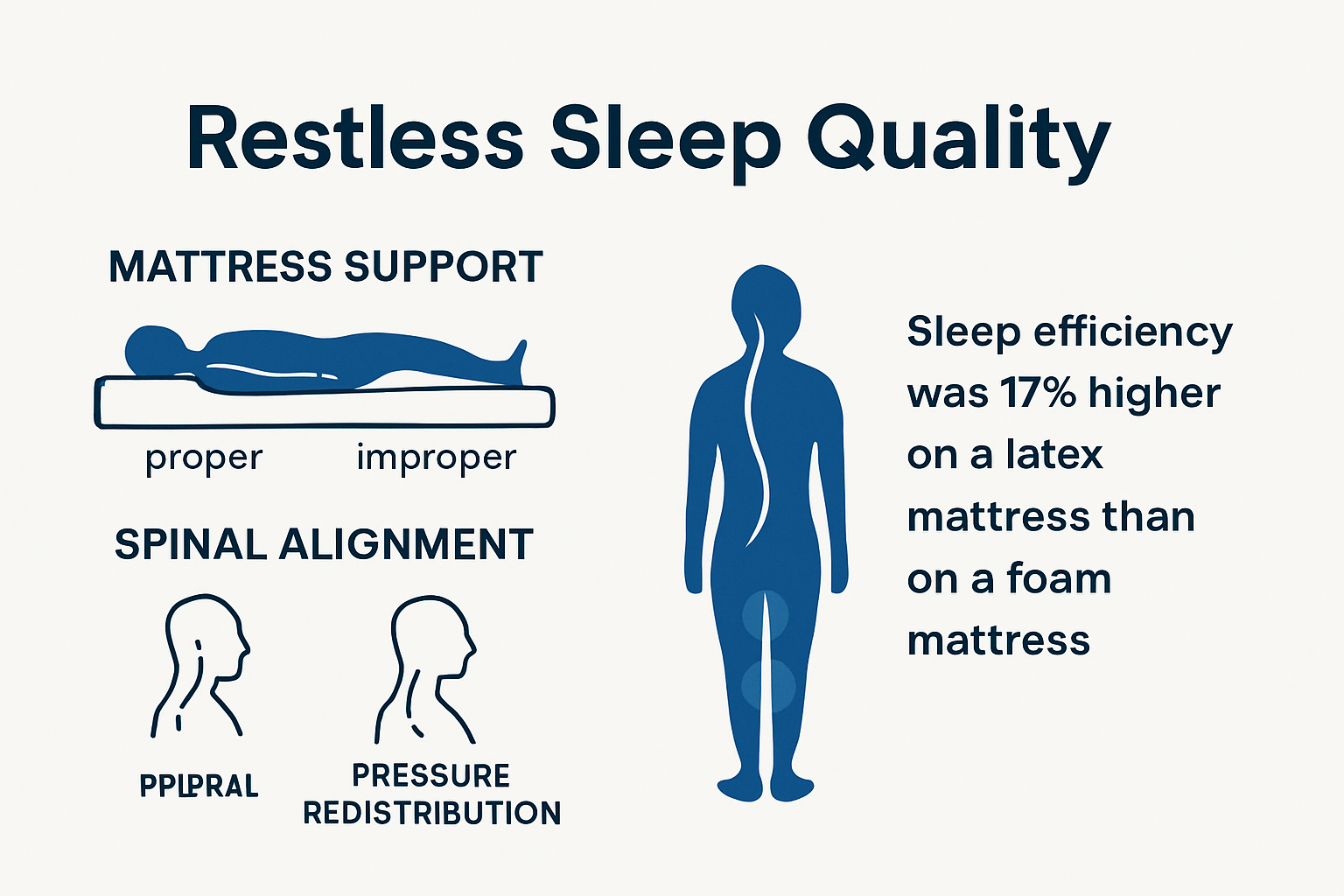 Infographic showing mattress support, alignment, and sleep quality factors