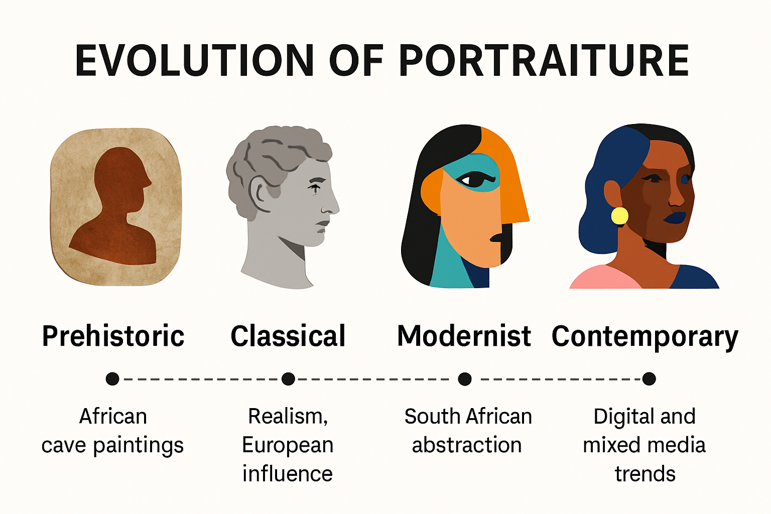 Timeline infographic of portraiture history