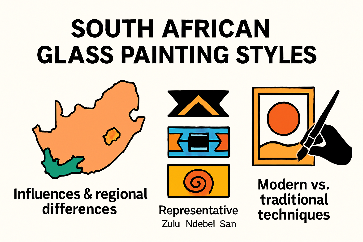 Infographic comparing South African glass painting styles