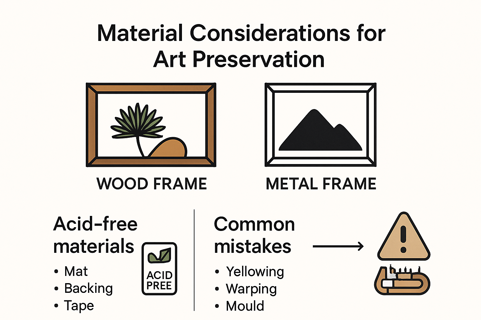 Comparison of frame materials and preservation methods