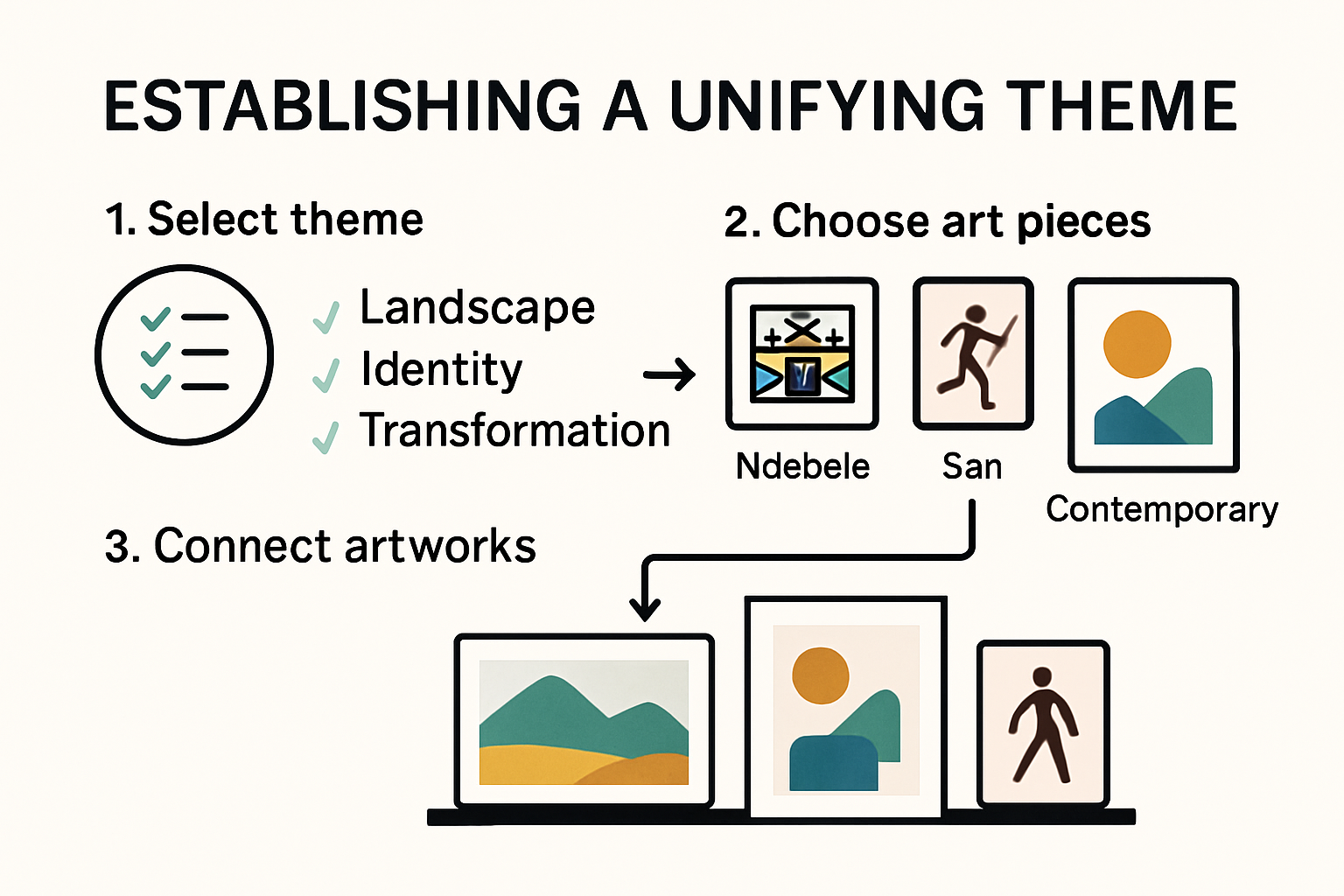 Infographic of steps to unify diverse art styles