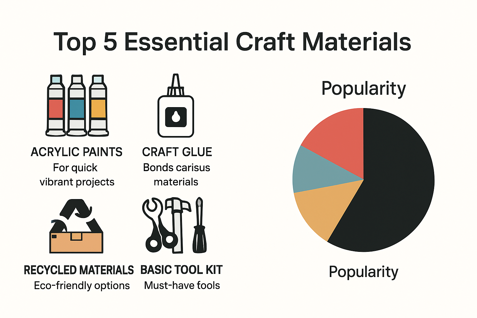 Essential craft materials for quick crafts in South Africa infographic