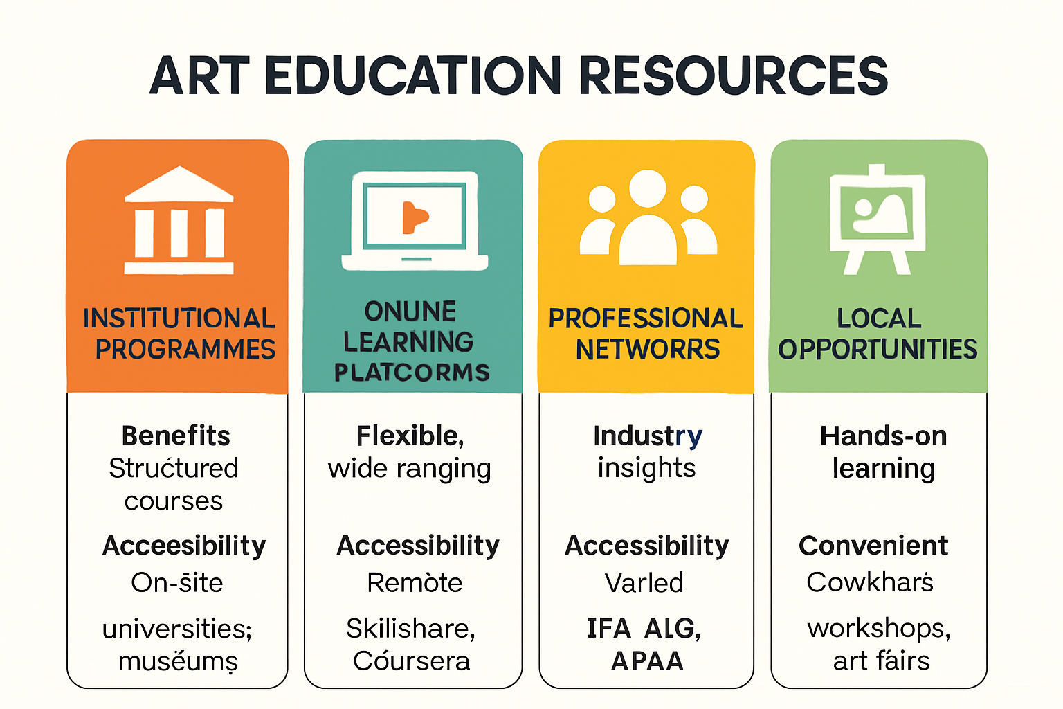 Infographic comparing different art education resources