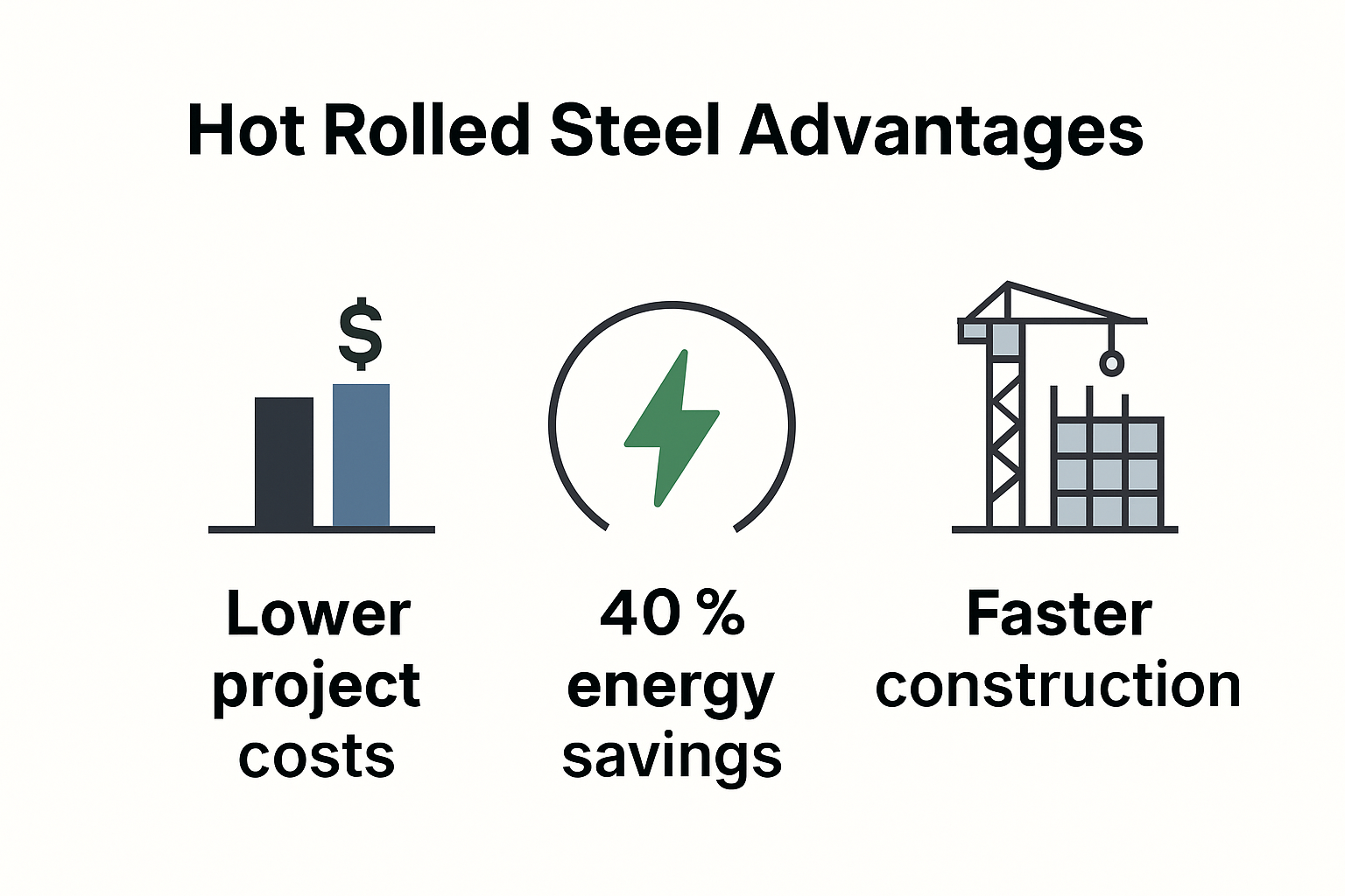 Infographic showing steel versus concrete and cold-rolled cost