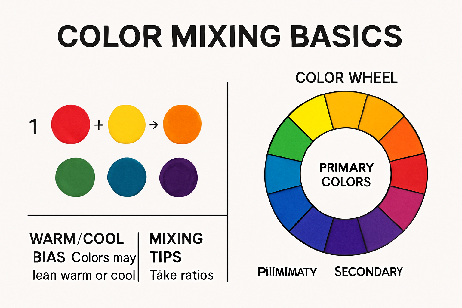 Infographic showing paint color mixing process
