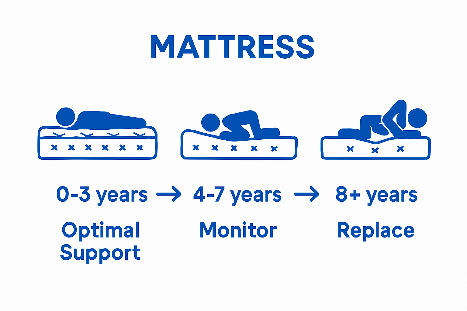 Visual comparison of mattress lifespan and support quality