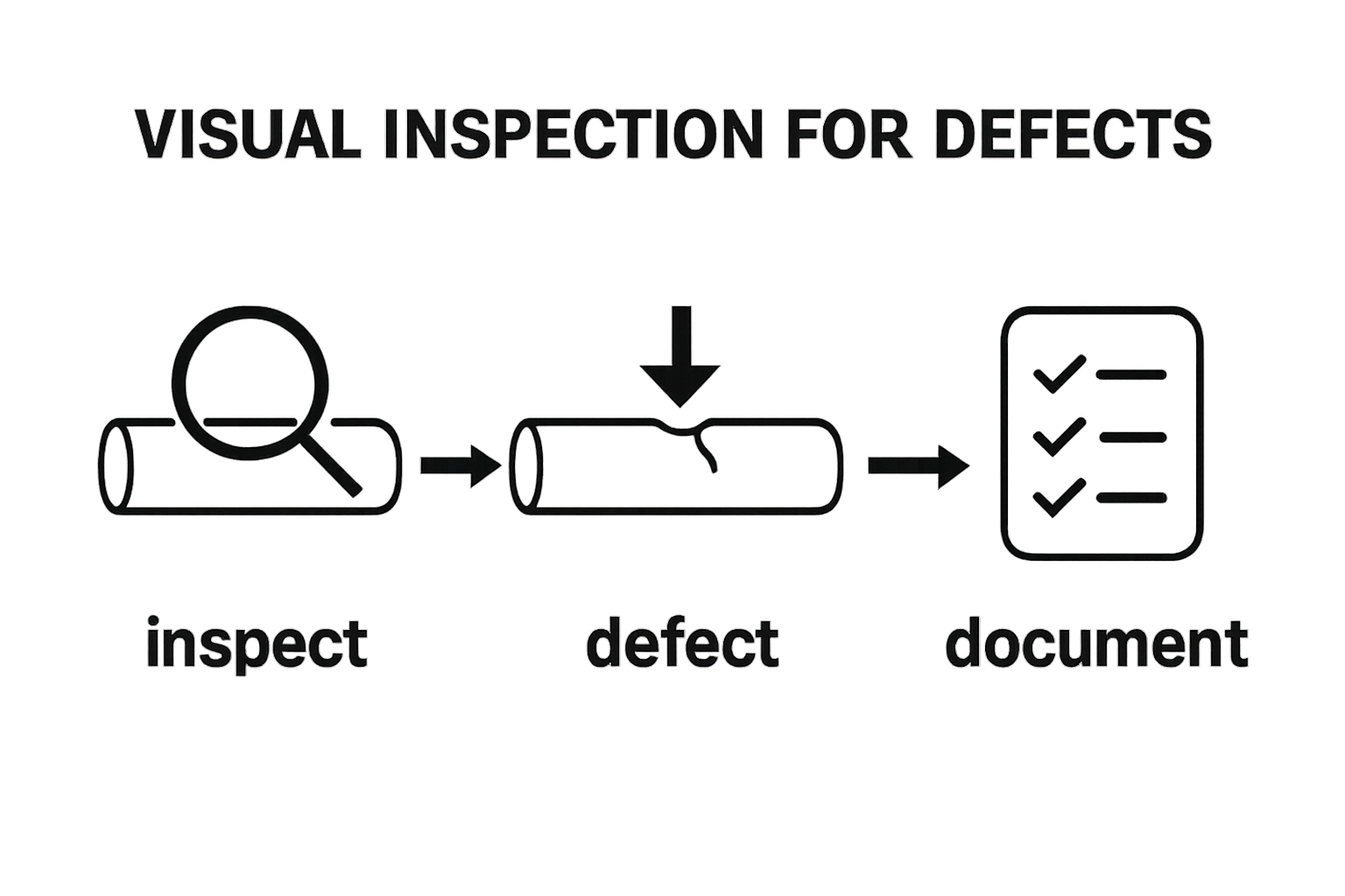 Infographic showing step-by-step steel surface inspection