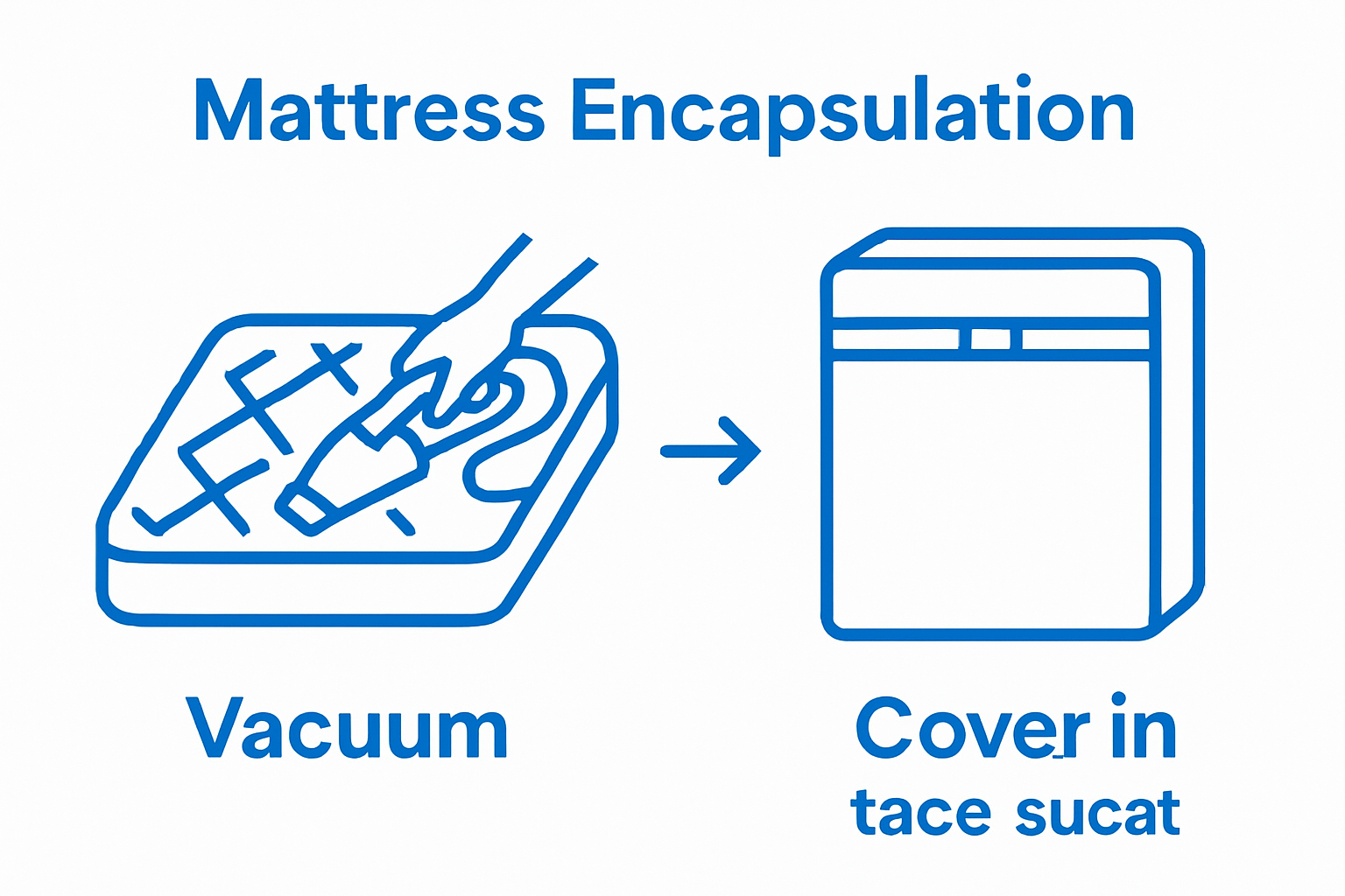 Infographic showing cleaning and bagging steps for moving a mattress