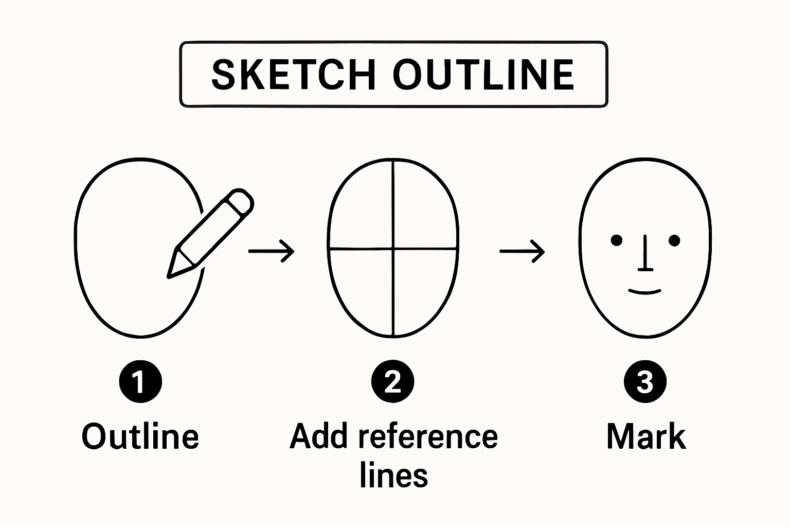 Infographic showing 3-step portrait outline process