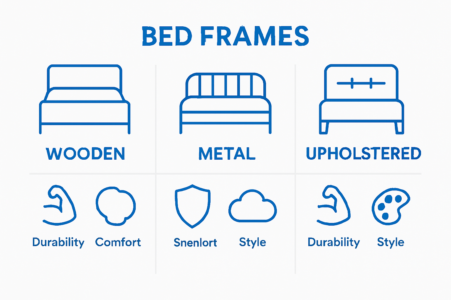 Comparison of wood, metal, and upholstered bed frame types