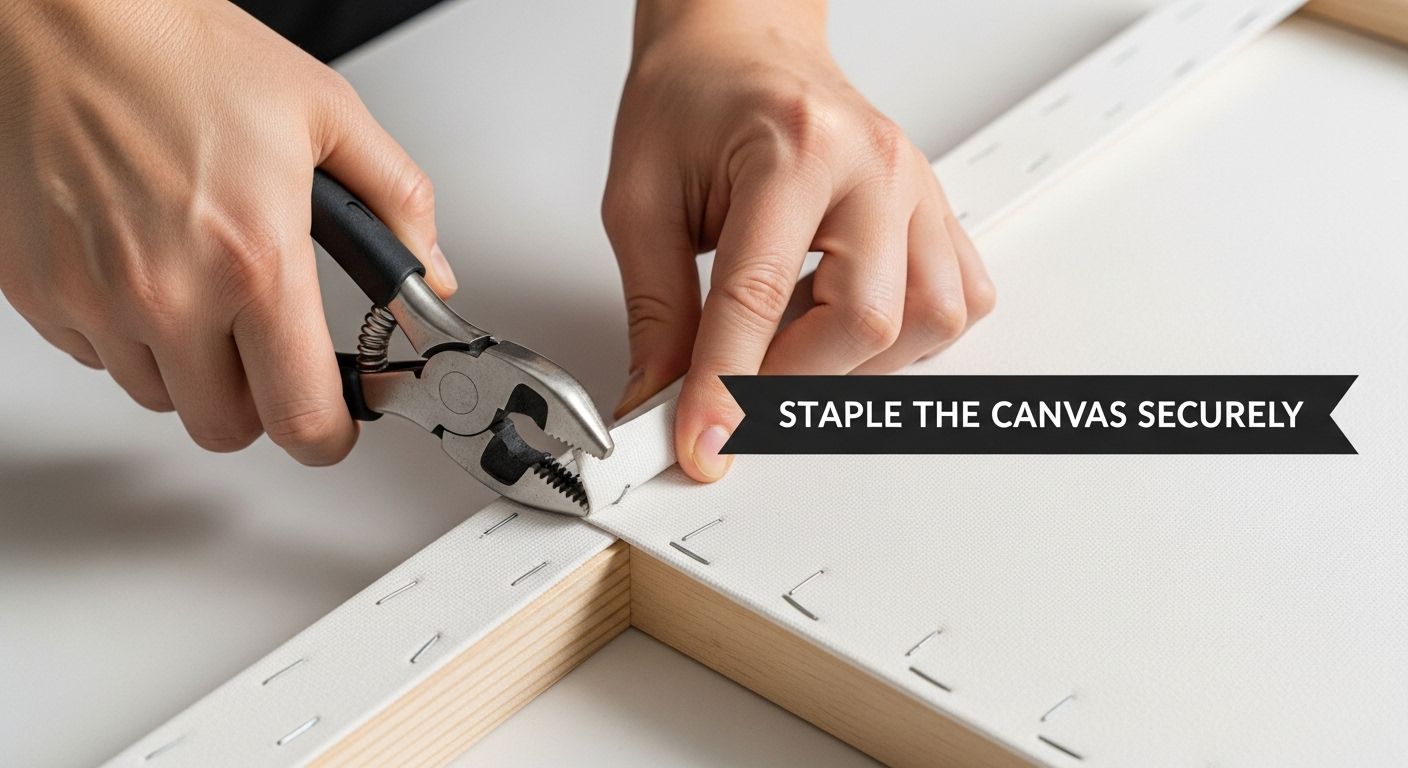 stapling canvas frame demonstration