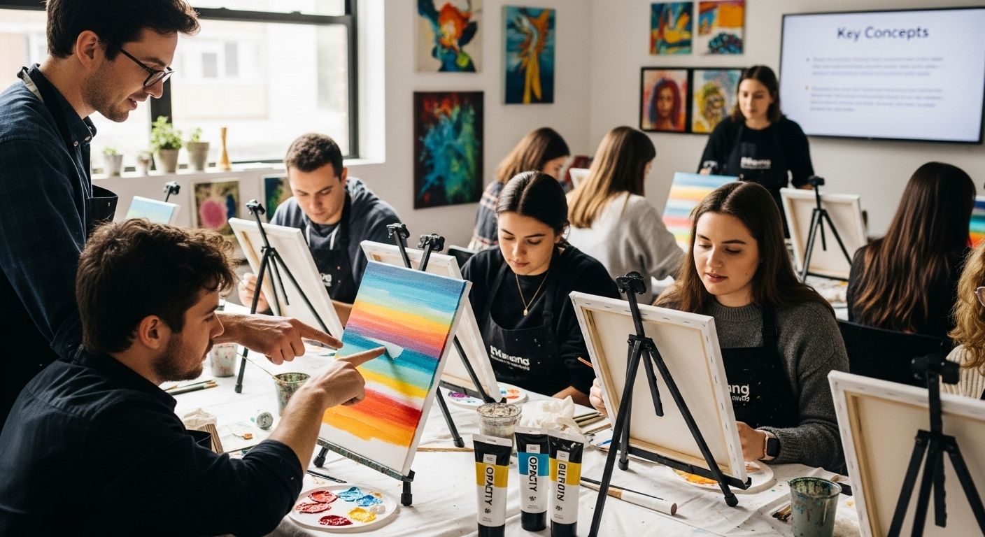 painting layering student teacher blending