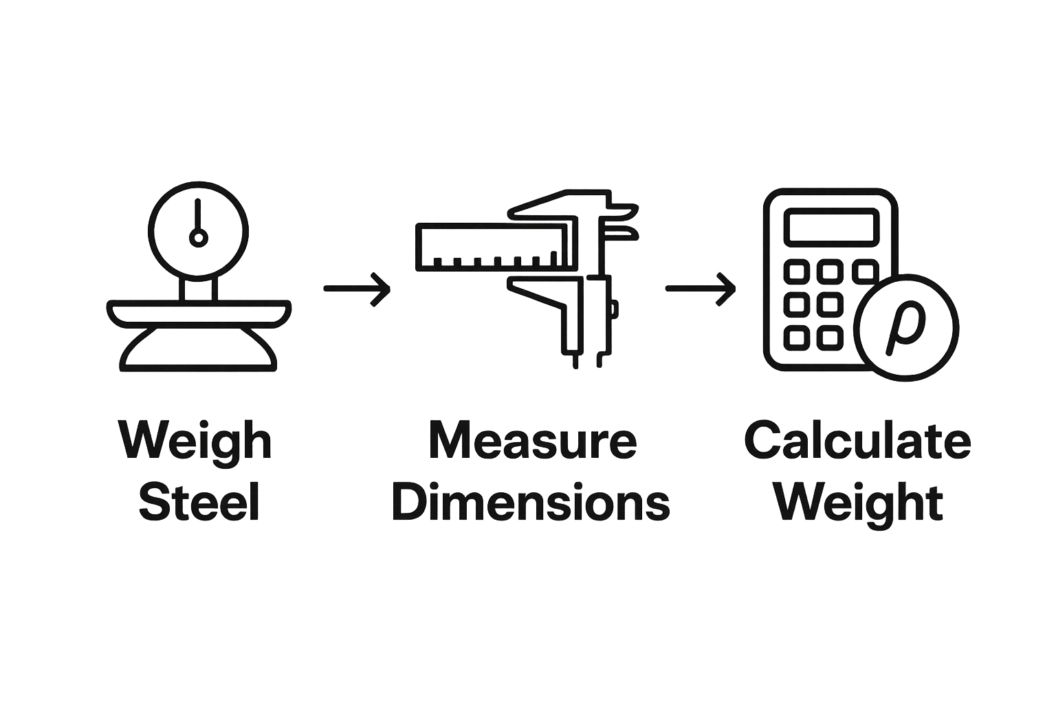 Simple workflow: weigh steel, measure, calculate