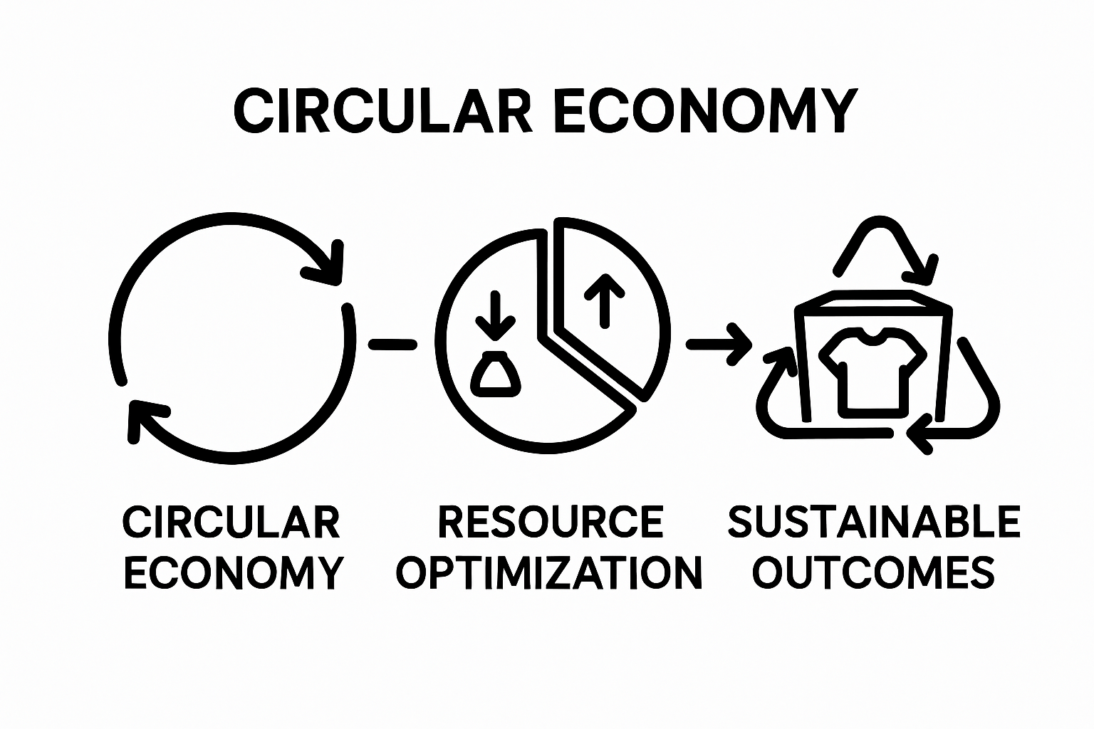 circular economy and resource optimization infographic showing loop and reduction symbols