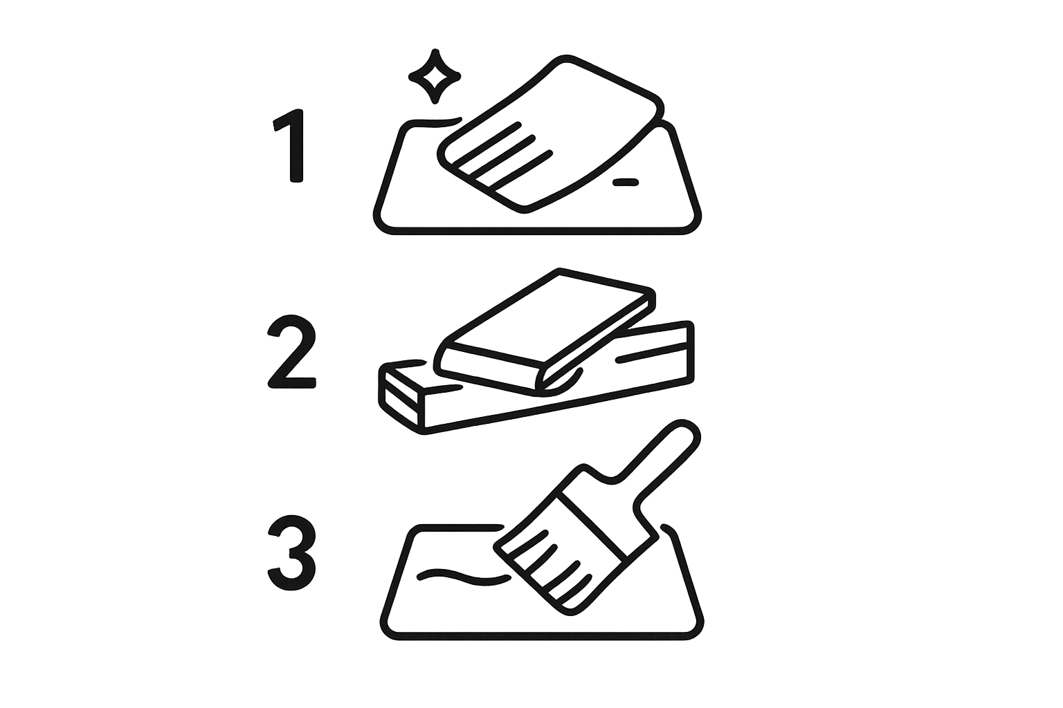 Infographic showing cleaning, sanding, and priming furniture surface.