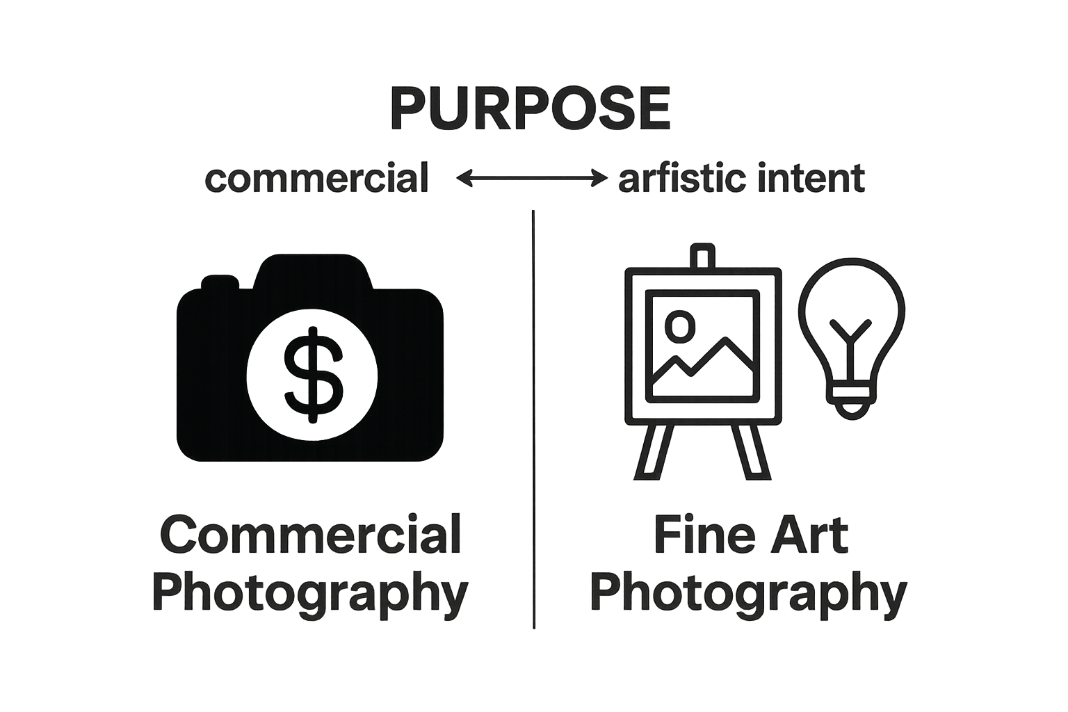 Comparison of commercial vs. fine art photography infographic