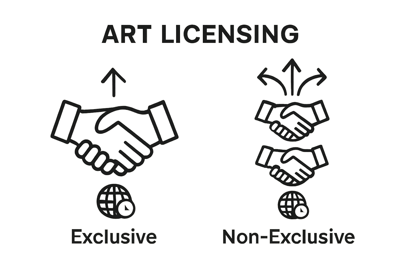 Comparison of exclusive and non-exclusive art licensing