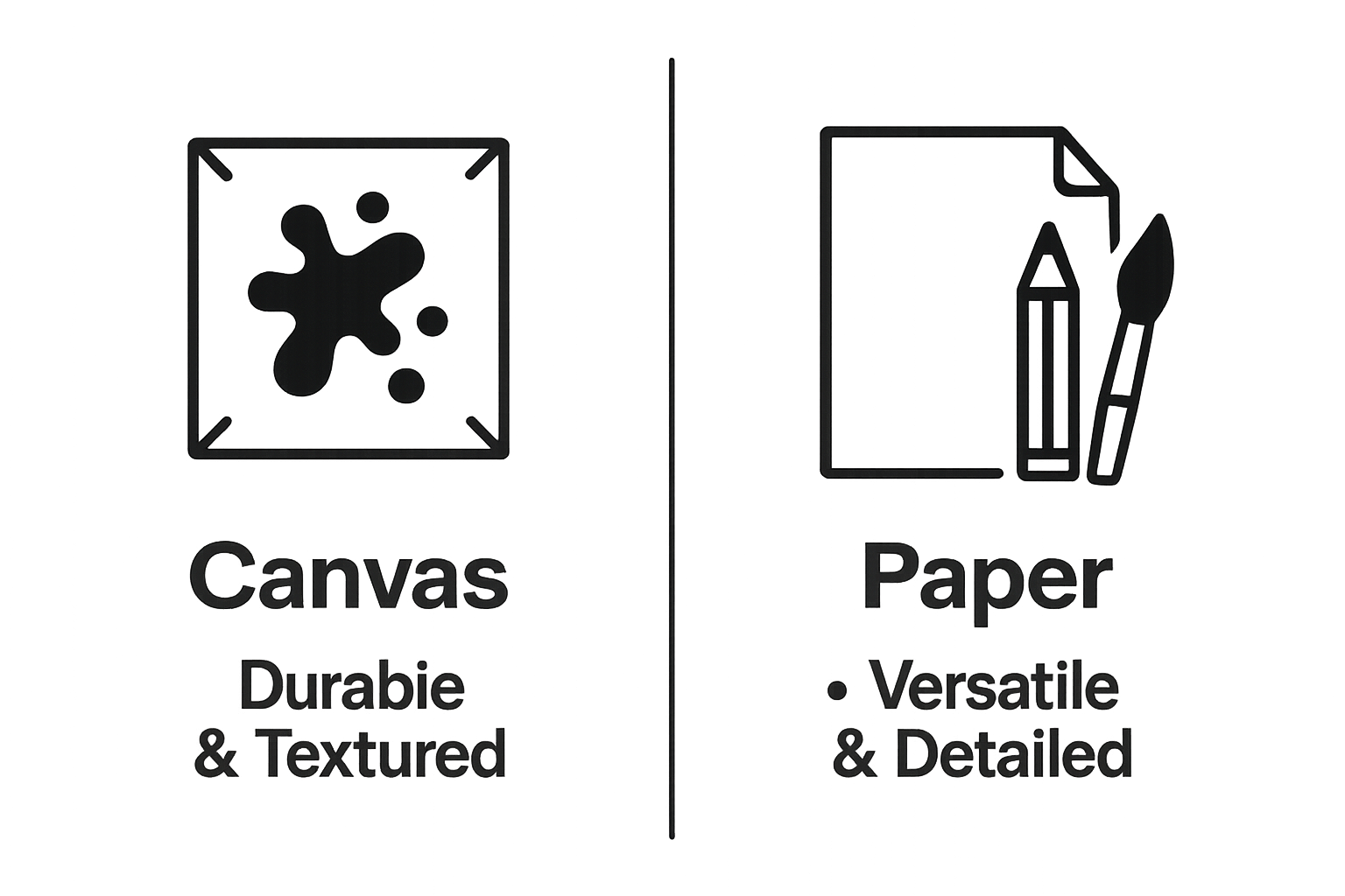 Simple visual comparison of canvas and paper for art