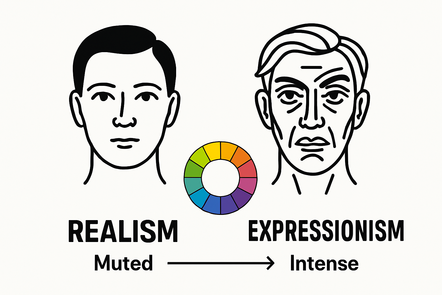 Infographic comparing realism vs expressionism in art styles
