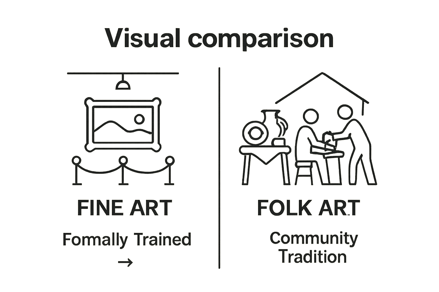 Infographic visualizing differences between fine art and folk art