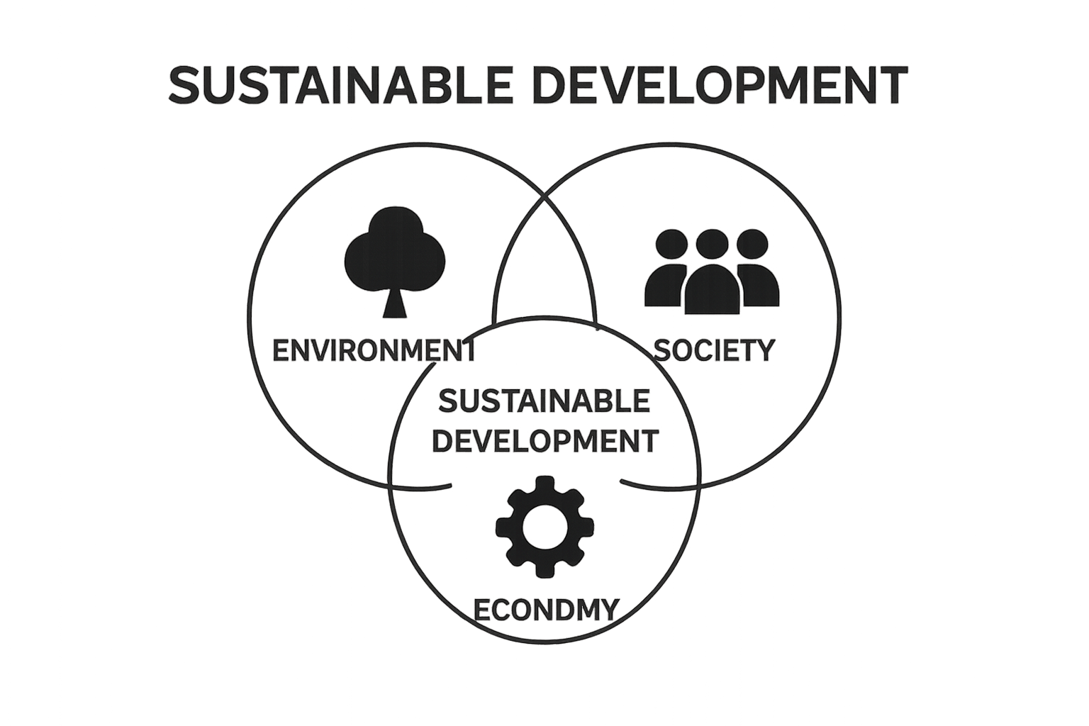 Venn diagram showing environment, economy, and society overlap