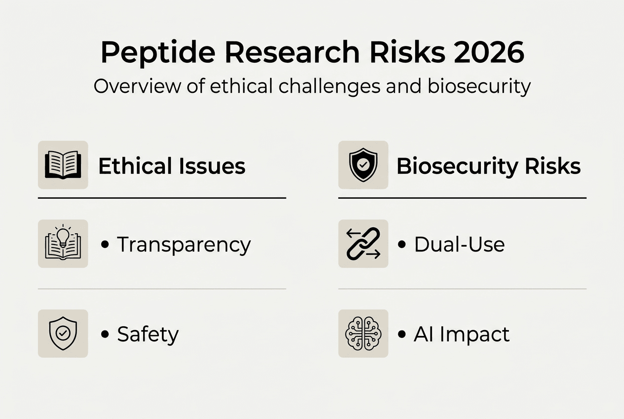 Infographic outlining peptide ethics and biosecurity