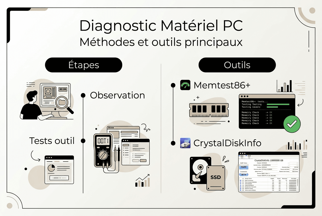 Visuel explicatif sur l’évaluation du matériel et les outils indispensables