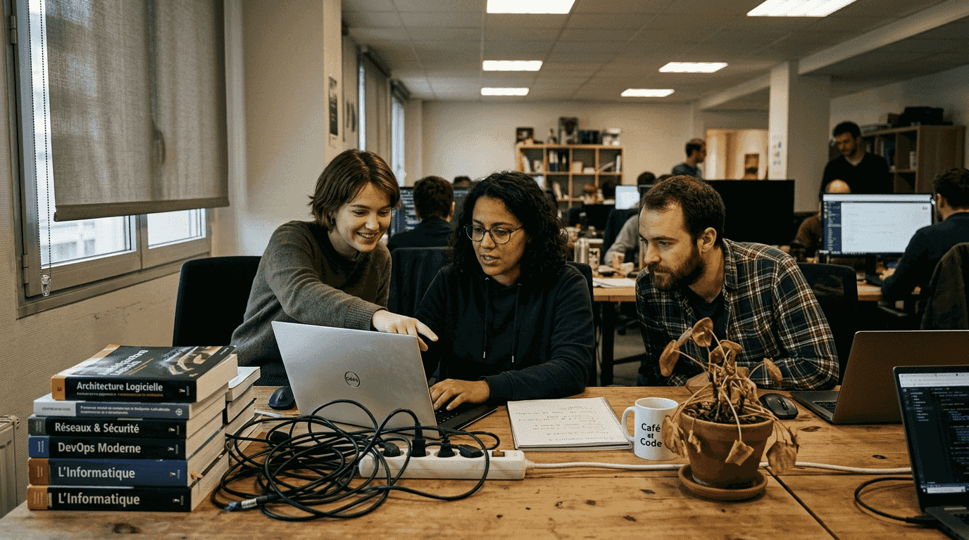 Des professionnels de l’informatique unissent leurs compétences pour mener à bien un projet commun.