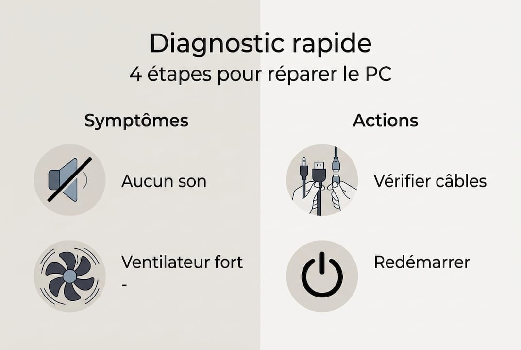 Infographie : 4 étapes clés pour diagnostiquer rapidement votre ordinateur