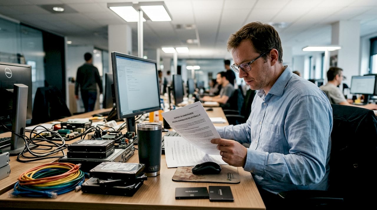 Le responsable informatique analyse le rapport des pièces détachées.