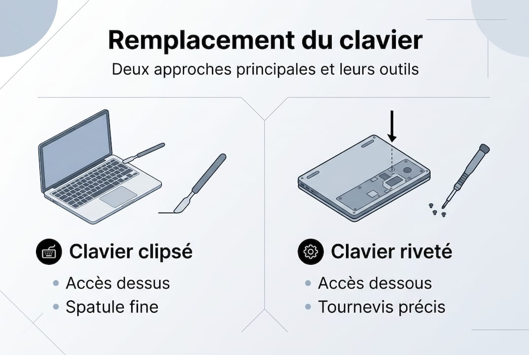 Infographie : deux solutions pour changer le clavier de votre ordinateur portable