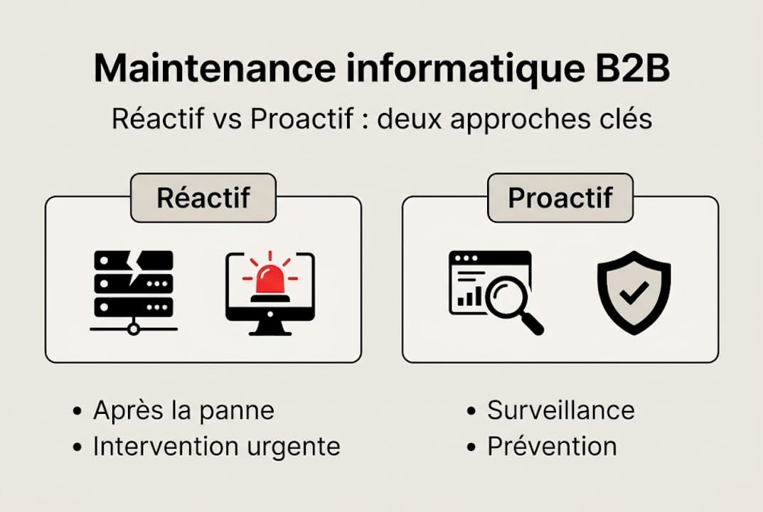 Infographie : maintenance informatique réactive ou anticipative, quelles différences ?