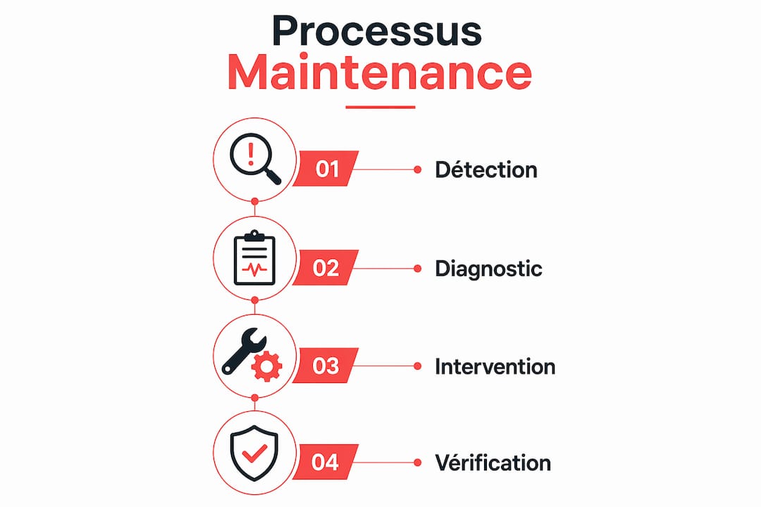 Schéma des différentes étapes du processus de maintenance