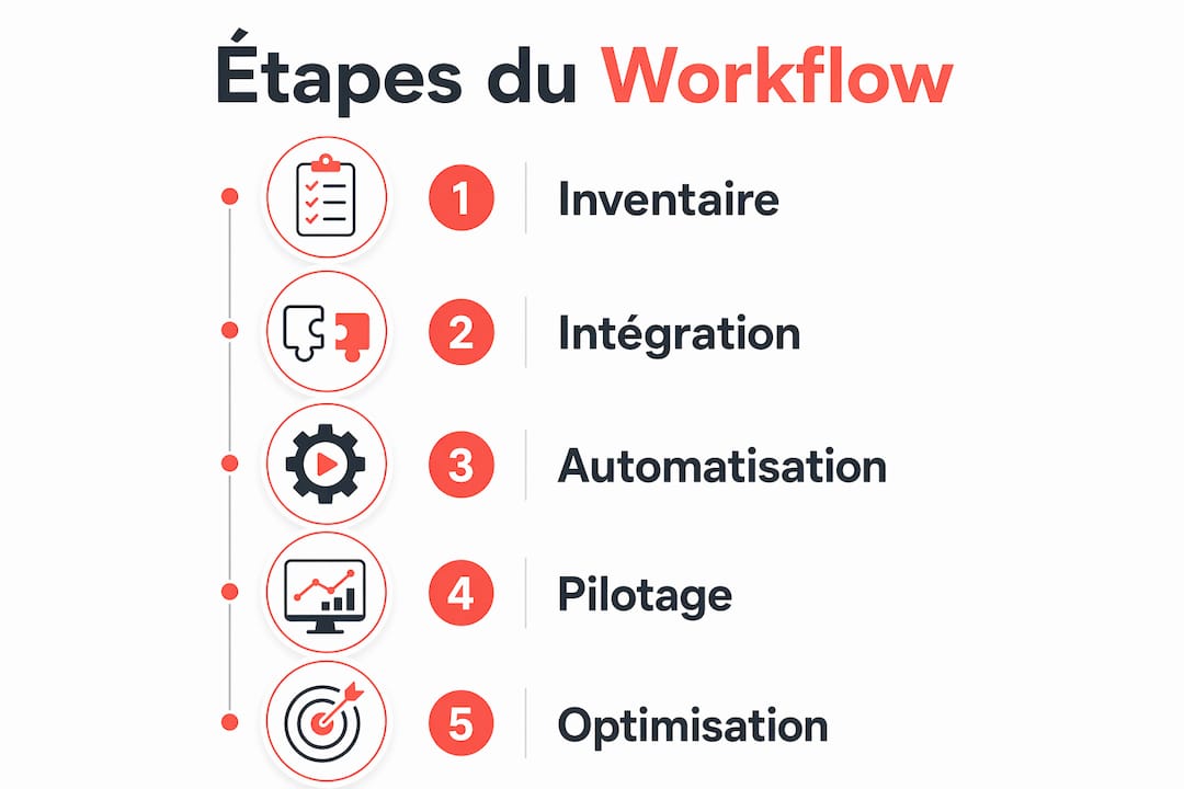 Infographie présentant les différentes étapes pour optimiser votre flux de travail